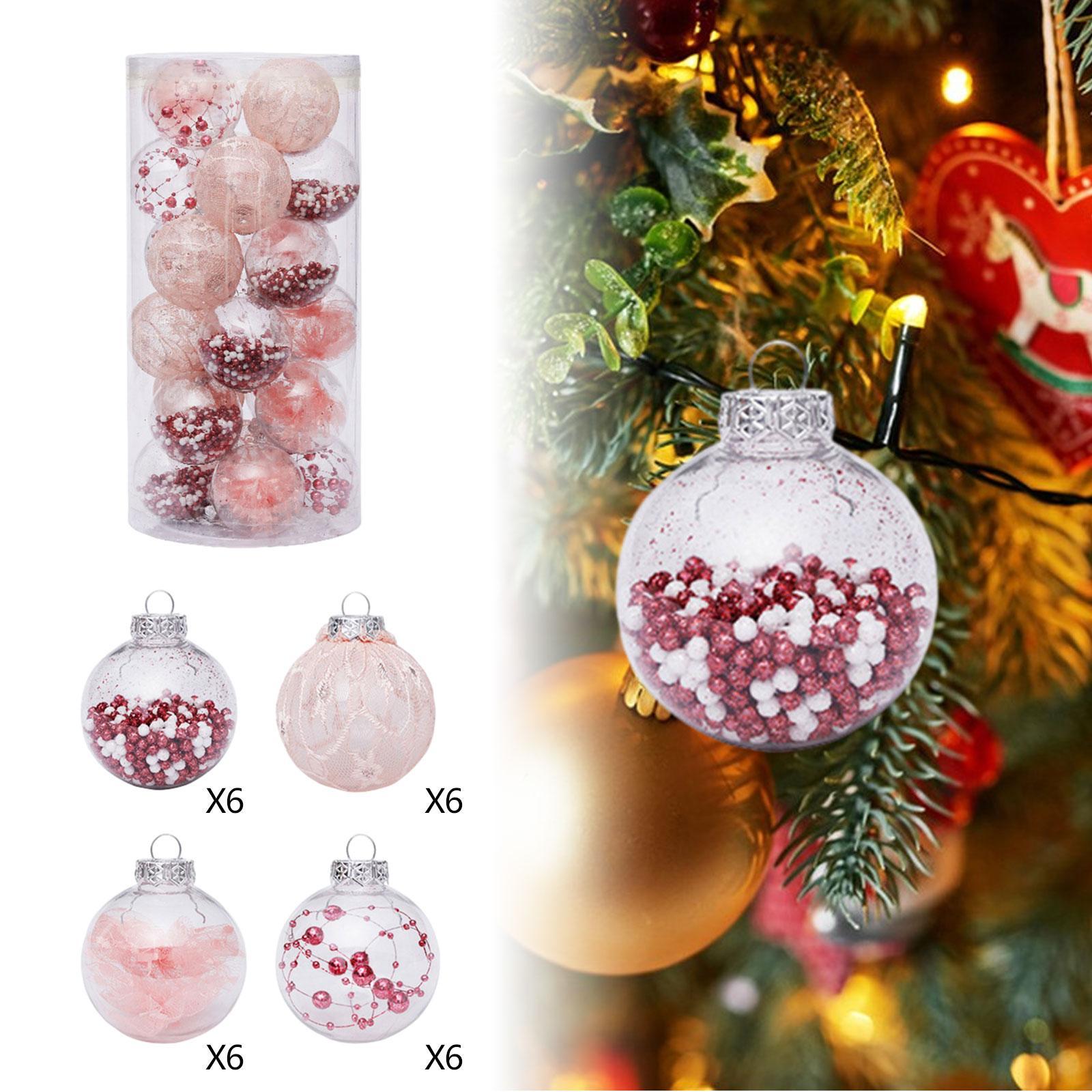 24Pcs Christmas Ball Ornaments Baubles Assortment 6cm Christmas Decoration for Seasonal Wreath Garland Decor Party Supplies