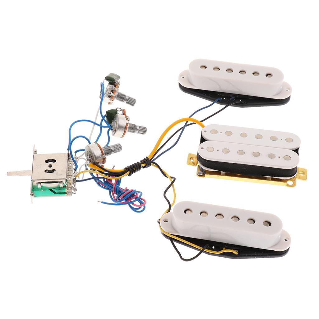 Prewired 6 String Guitar Single Coil Pickup Humbucker Pickup 3 Way Toggle Switch with Volume&Tone Control Knobs