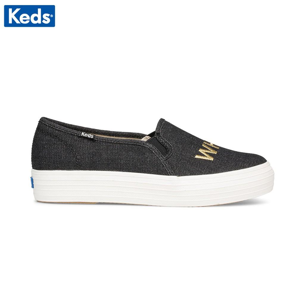 Giày Keds Nữ - Triple Decker Embroidery Black - KD060432