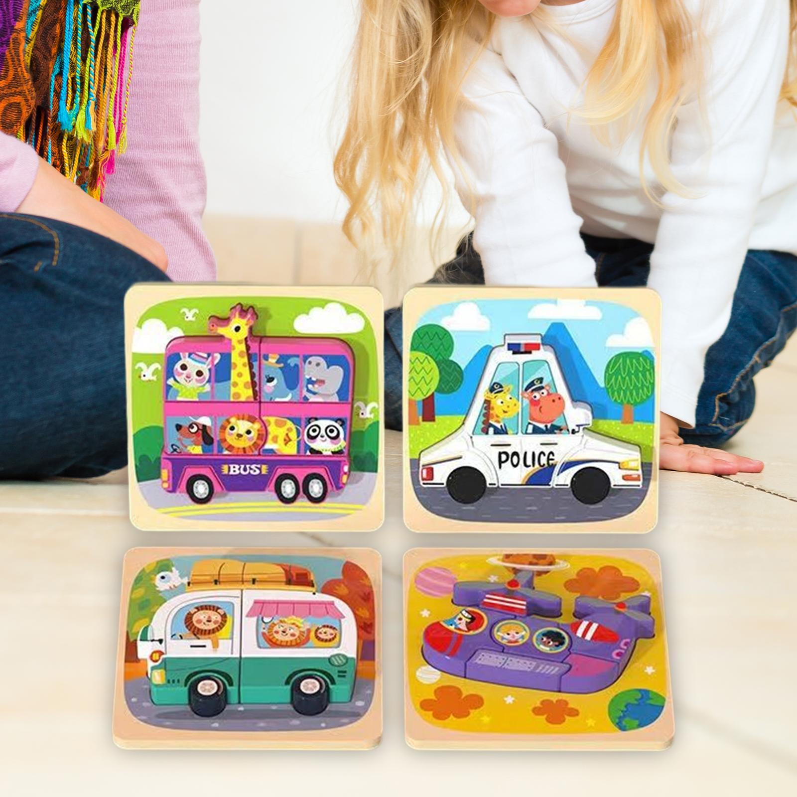 4Pcs Montessori Wooden Puzzle Toy Educational Sensory Learning Toy for Girls