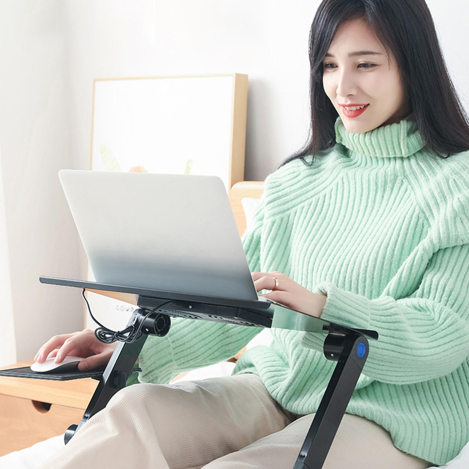 Adjustable Laptop Stand with Cooling Fans Removable Mouse Pad Portable Notebook Stand Foldable Computer Riser
