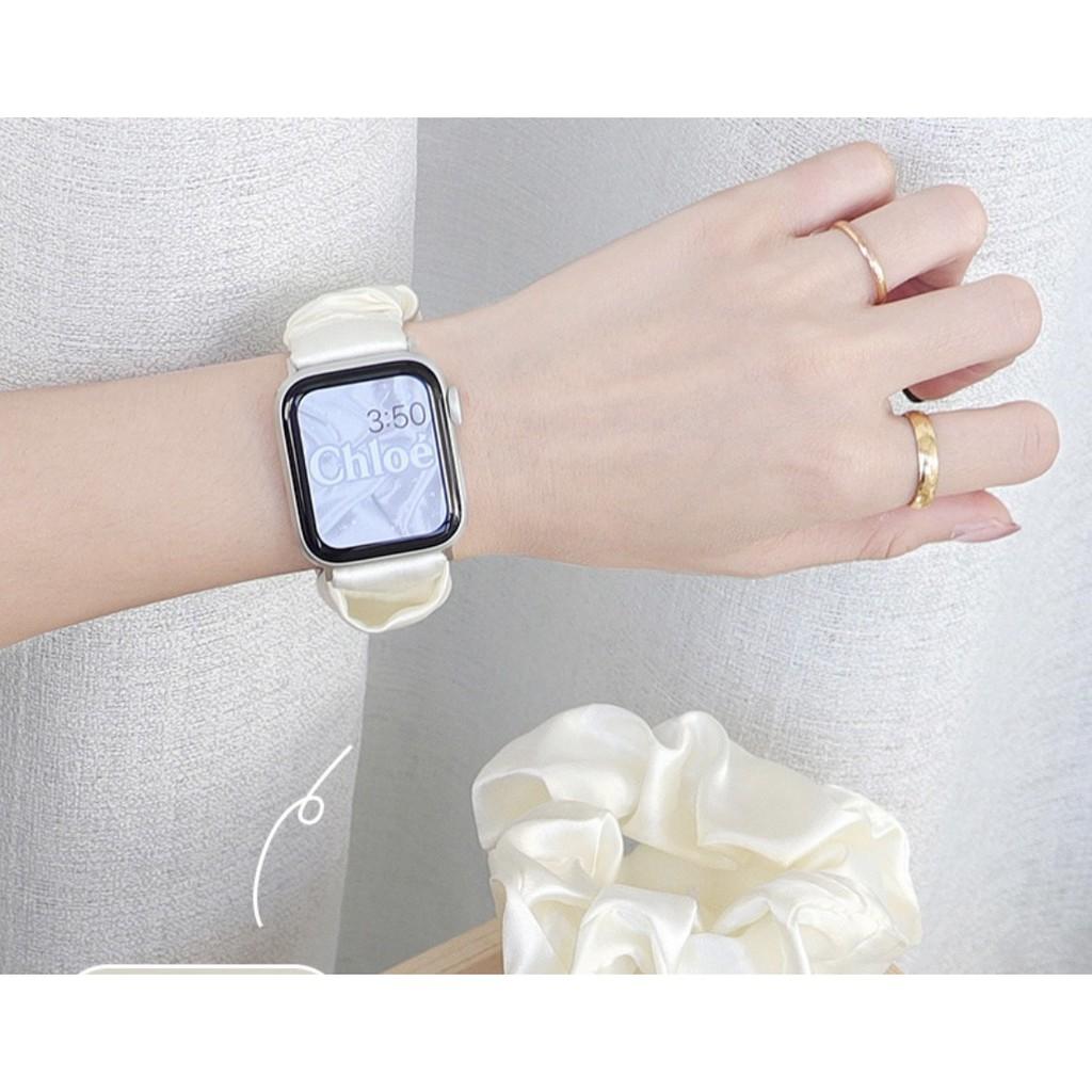 Dây đồng hồ apple watch co dãn, bằng vải lụa scrunchies dễ thay thế