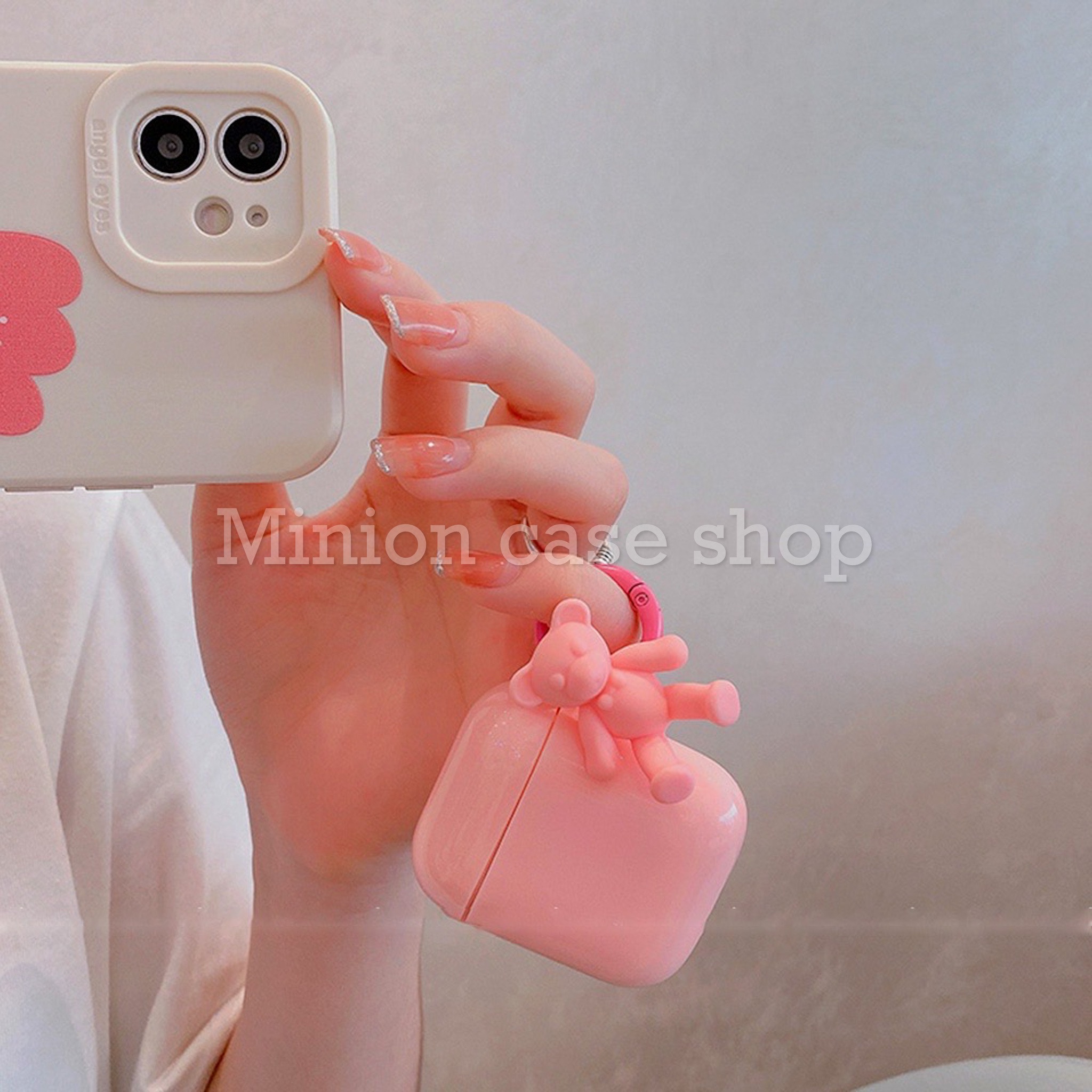 Bao Case Ốp dành cho Airpod 3 &amp; Airpod Pro gấu hồng cool silicon 3d cao cấp