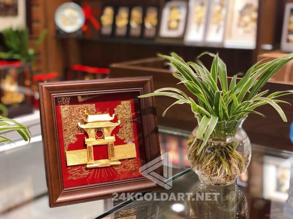 Hình ảnh Tranh văn miếu Quốc Tử Giám( 20 x 20cm ) dát vàng MT Gold Art- Hàng chính hãng, trang trí nhà cửa, quà tặng sếp, đối tác, khách hàng.