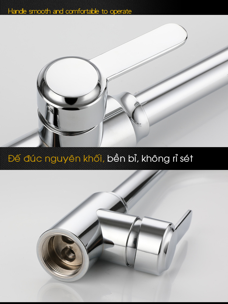 Vòi Rửa Chén Bát Nóng Lạnh Gắn Chậu Xi Bóng Phi 24mm