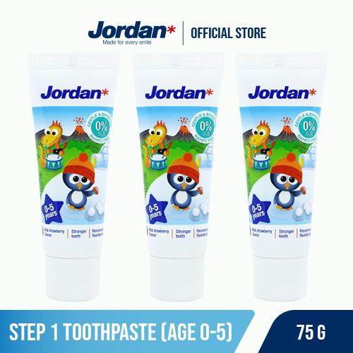 [Combo 3] Kem đánh răng cho trẻ em 0-5 tuổi vị dâu Jordan Step 1 - 75g