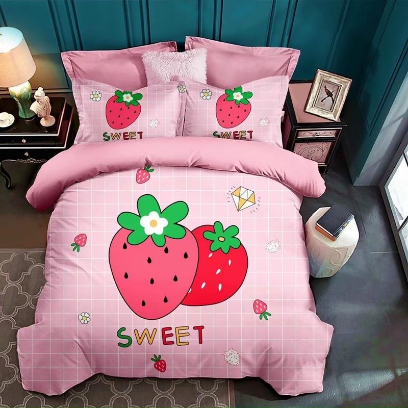 Set Chăn Ga Gối Cotton Tina Hàng Nhập Khẩu Cao cấp 4 Món Hoạt hình dành cho bé gái