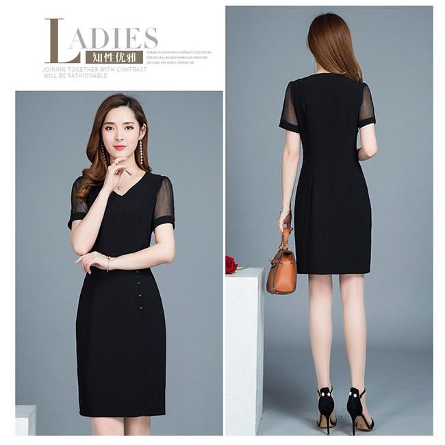 DRESS388 Đầm dạ tiệc tay phối lưới