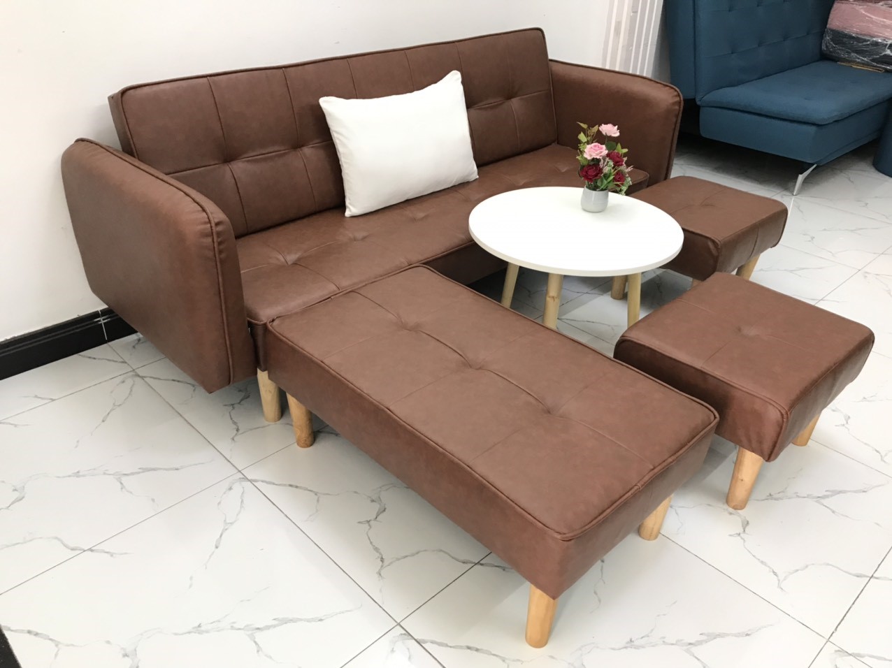 Cả bộ sofa bed L sofa giường tay vin phòng khách salon sivali11 sopha