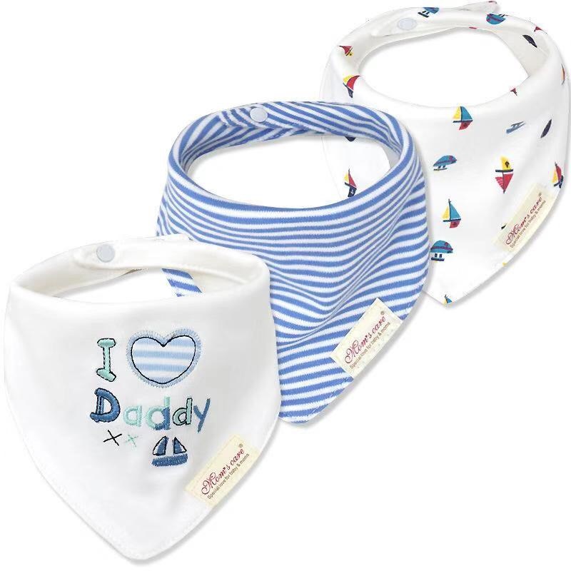 Set 3 Khăn Tam Giác, Khăn Quàng Cổ, Khăn Yếm Cotton Mềm - Họa Tiết Bé Gái