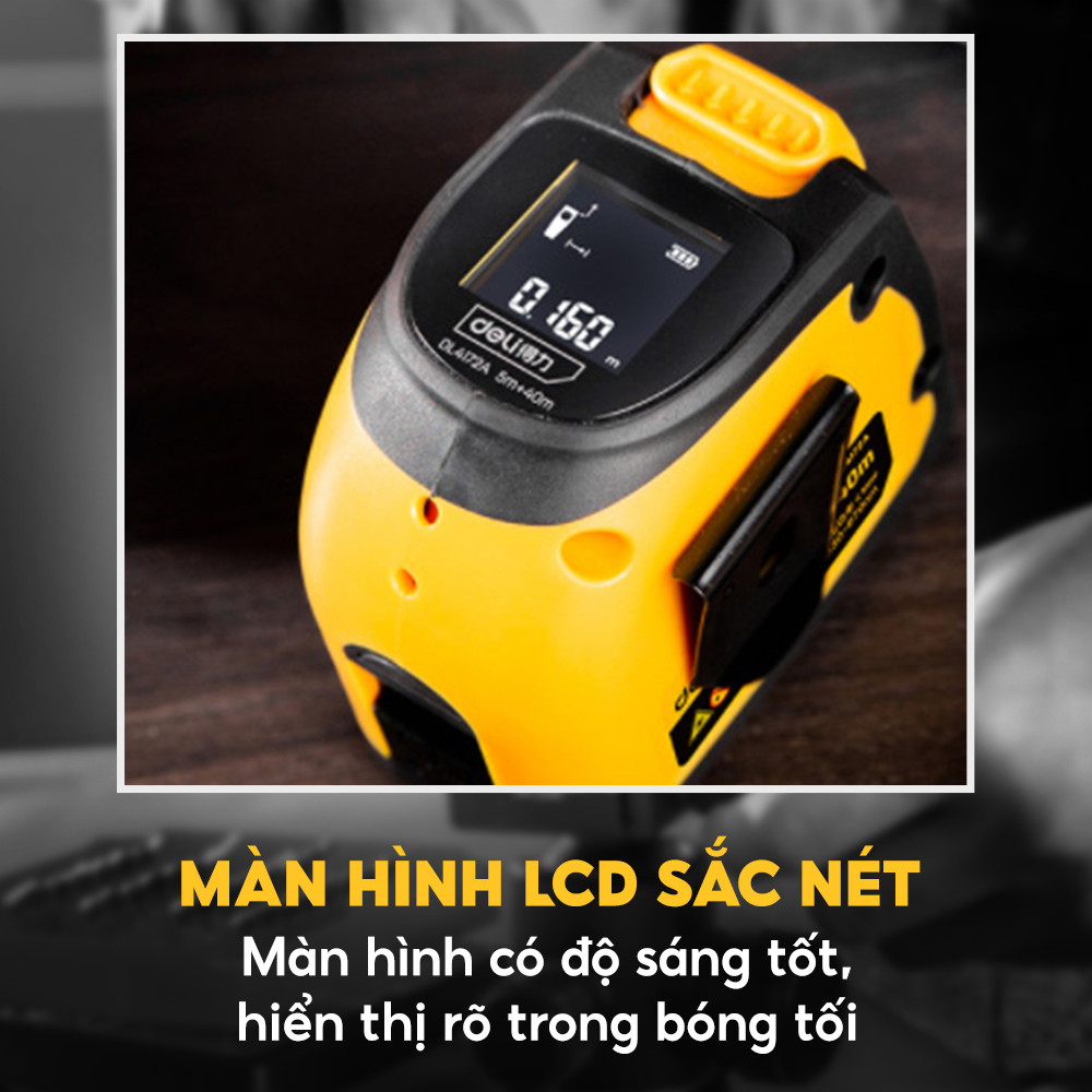 Thước đo đa năng laser 2 trong 1 cuộn thép Deli DL4172A