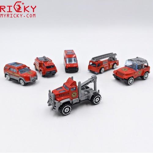 Bộ 6 xe mô hình cứu hỏa - k145A.