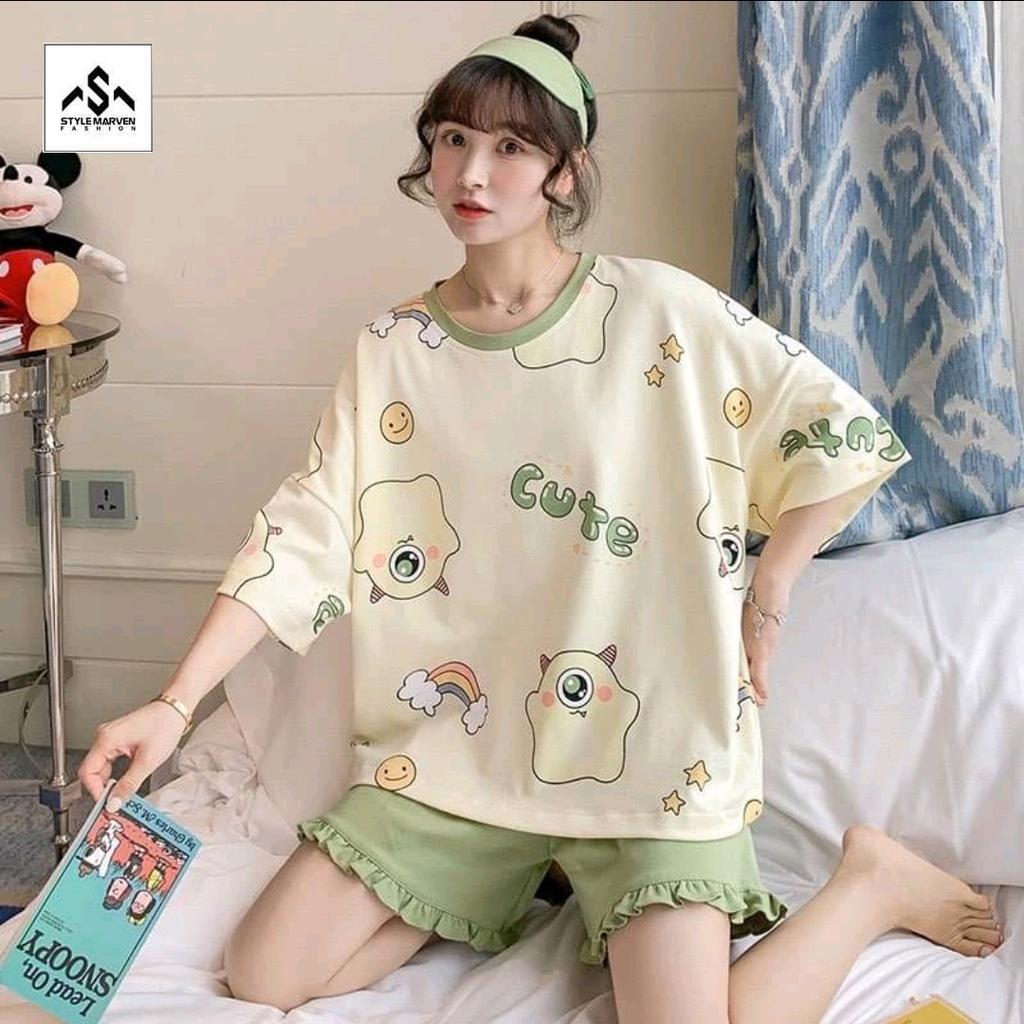 Bộ Đồ Thun Cộc Tay Nữ &quot;Cute&quot; Thời Trang Mùa Hè Hot Hit STYLE MARVEN - WM SET 007