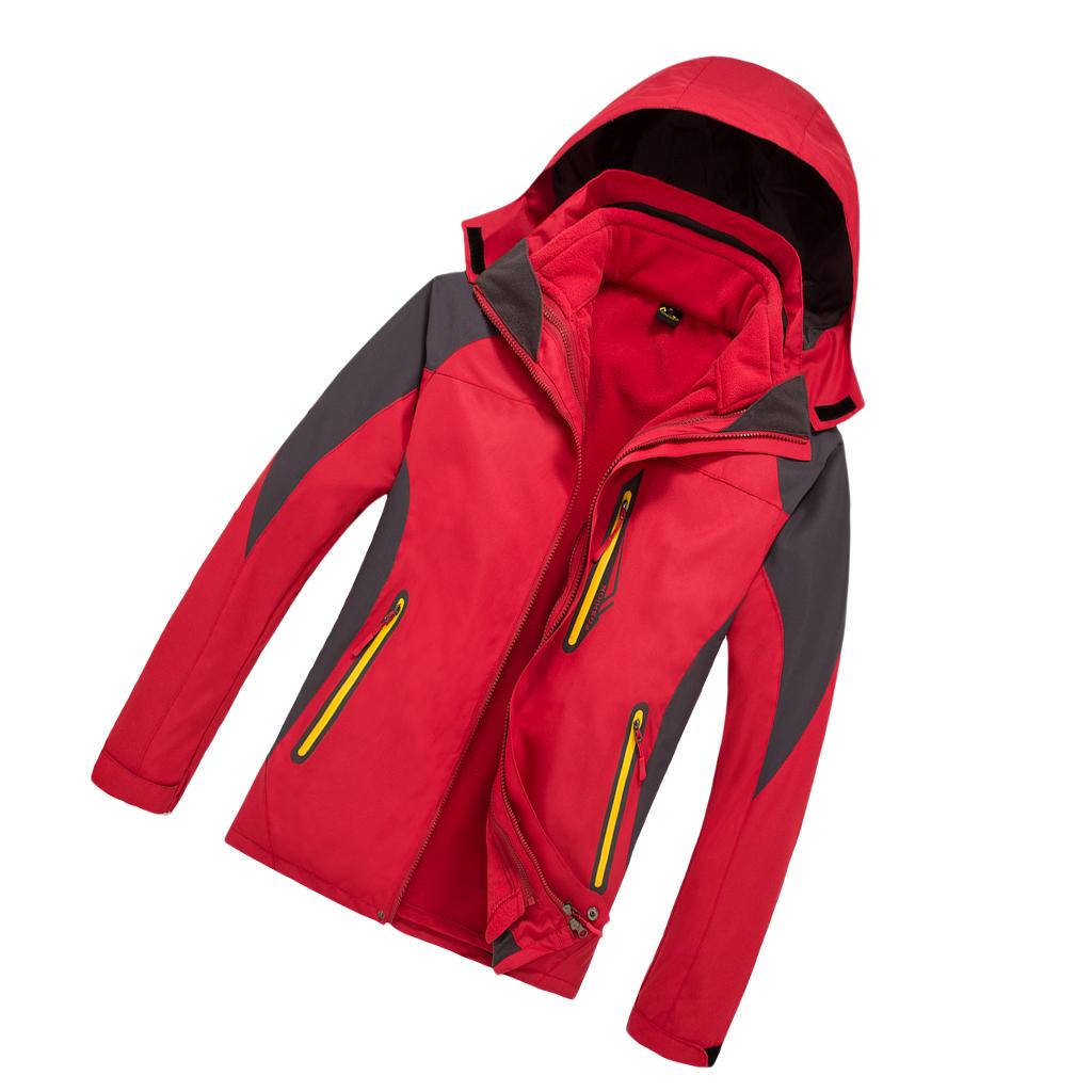 Men's 2 in 1 Sports Ski Winter Jacket with Removable Fleece Liner Jacket & Hooded Waterproof Soft Shell for Hiking Trekking