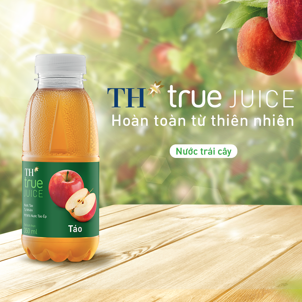 Thùng 24 chai nước táo tự nhiên TH True Juice 350ml (350ml x 24)