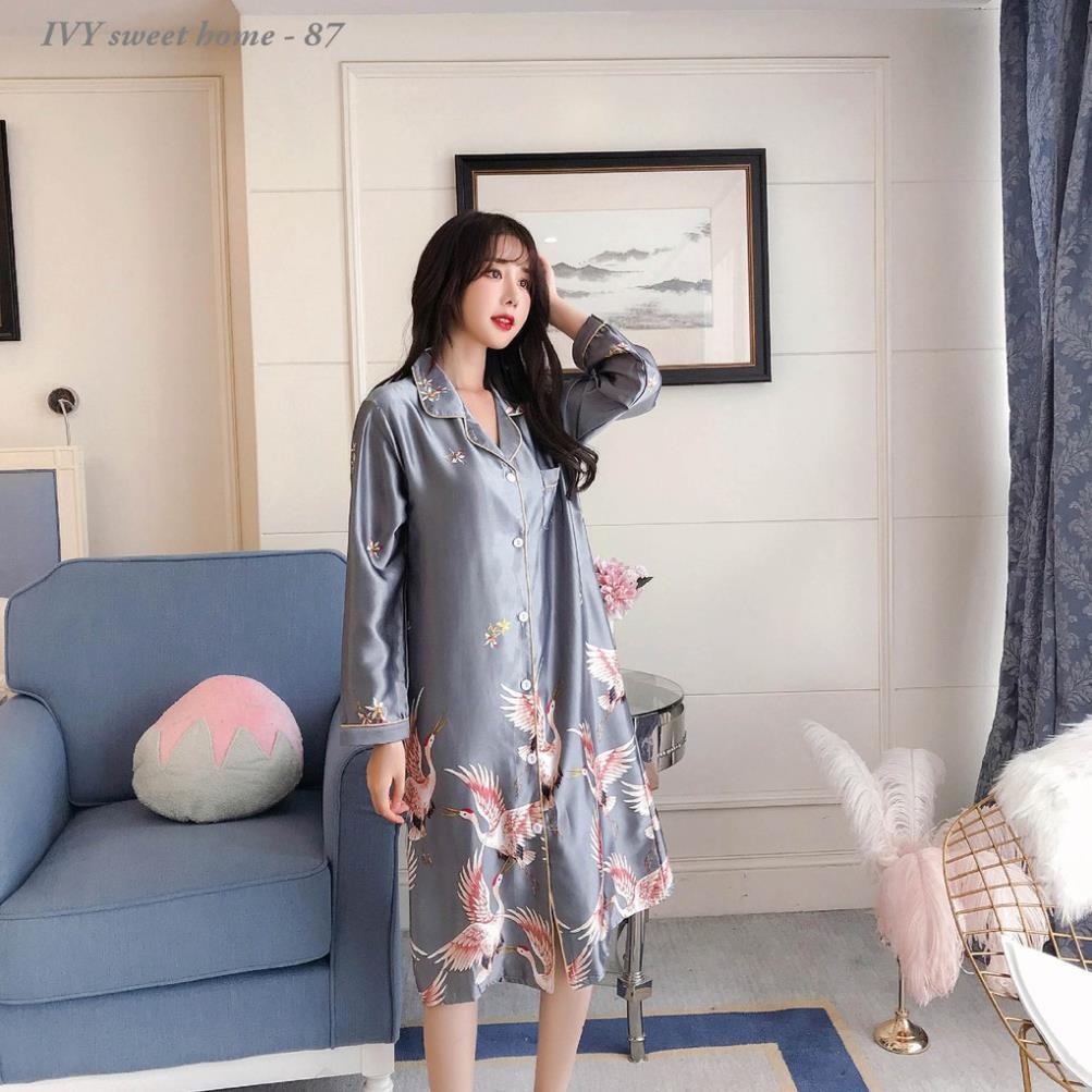 Đầm Ngủ Lụa Lạc Hỷ Đầm Bầu Mặc Nhà Mềm BIG SIZE XL,2XL IVY084