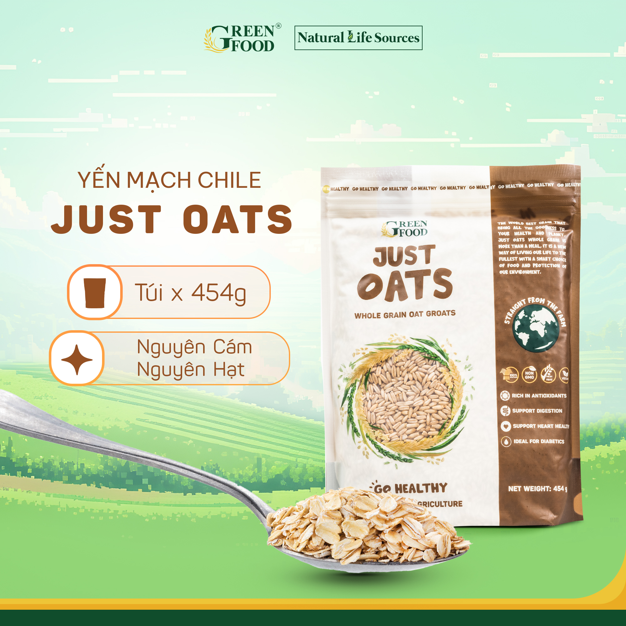 Yến mạch Chile Just Oats - nguyên hạt