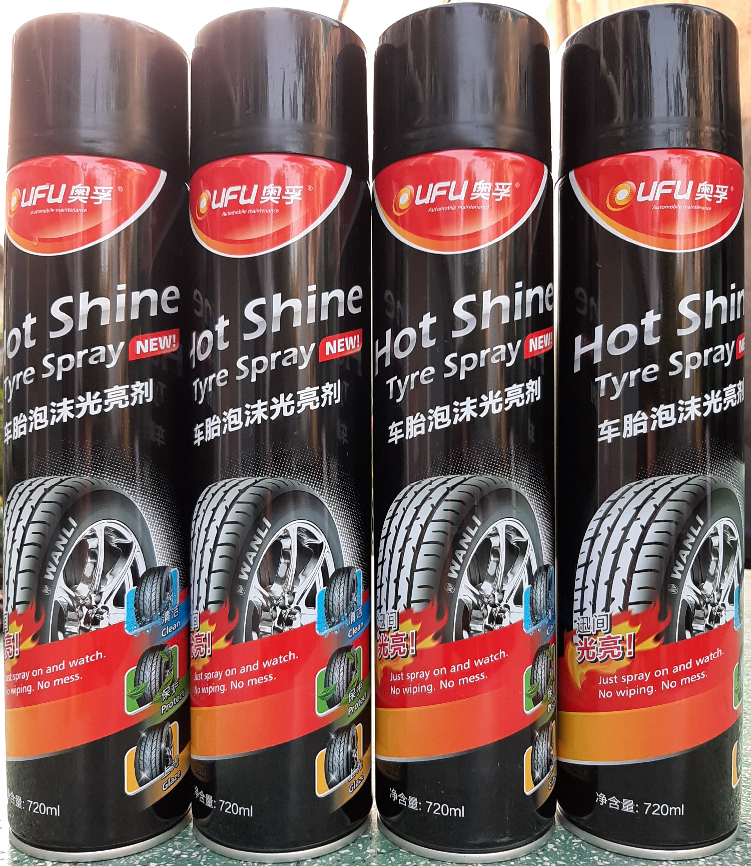 Chai Xịt Đánh Bóng Làm Sạch Lốp Xe, Bảo Vệ Vỏ Lốp Xe HOT SHINE 720ml