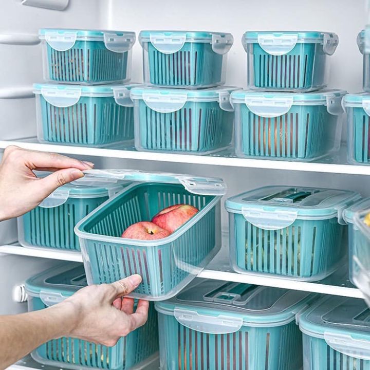 HỘP ĐỰNG THỰC PHẨM TỦ LẠNH - Set 5 hộp đựng thực phẩm tủ lạnh kèm rổ ráo nước đa năng cao cấp