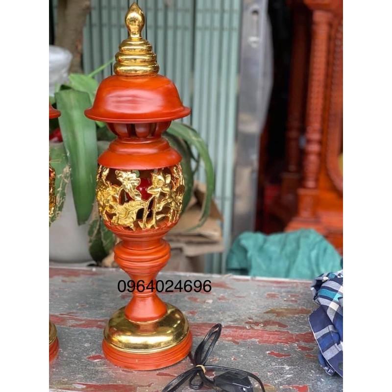 Đèn xà cừ cao 48 đục hoa sen rát vàng và không rát vàng