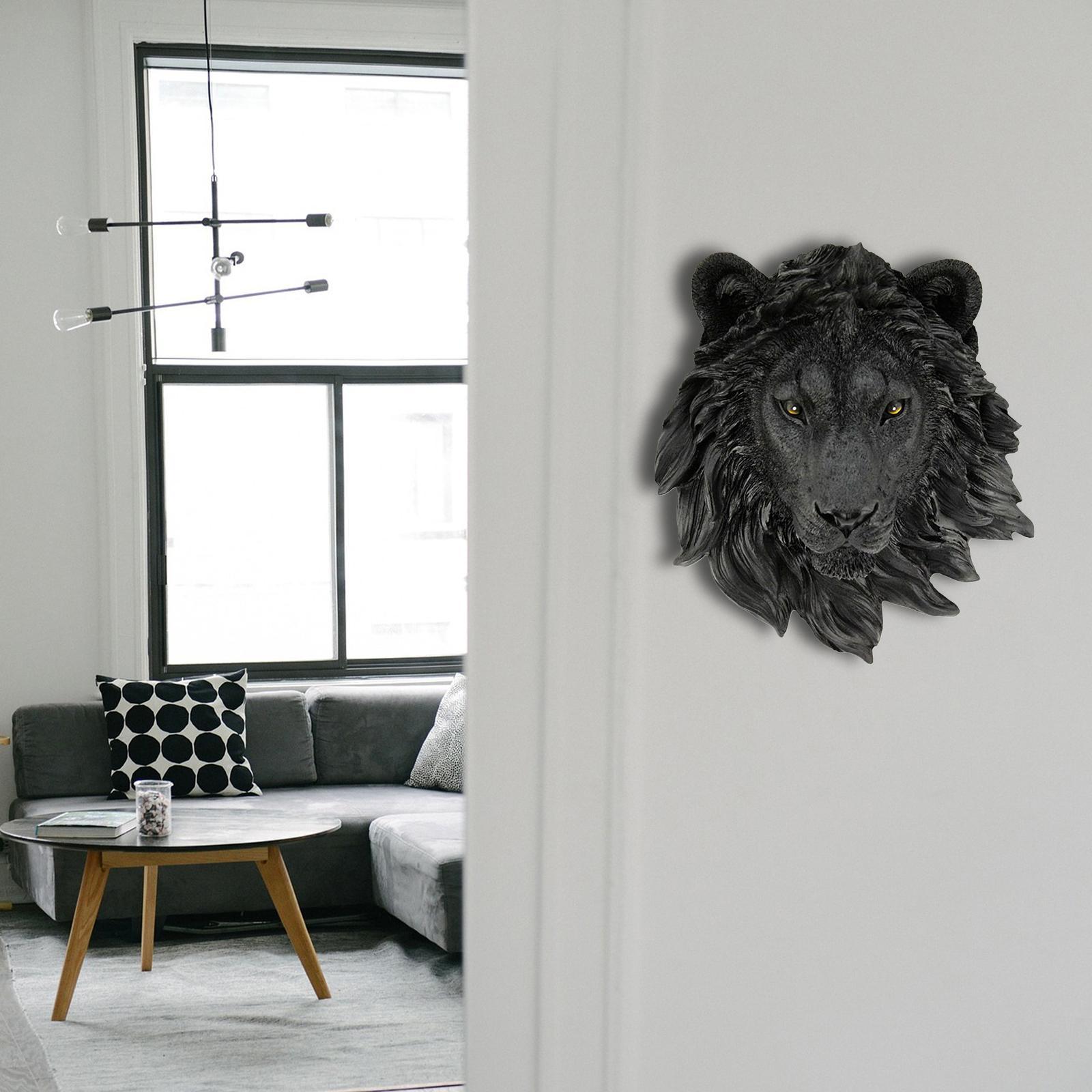 Resin Lion Head Statue, Animal Sculpture Wall Sculpture Wall Mount Gift for Home Decoration Living Room