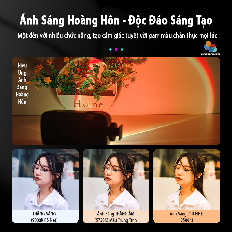 Cây Đèn RGB Hoàng Hôn High Tech Gate RGB3000 Chế Độ Cầm Tay Tripod Chụp Ảnh Selfie, Decor Trang Trí Quay Video Tiktok, Livestream Để Bàn Có Thể Kết Nối Gậy Chụp Hình, Camera Tiện Lợi, Hàng Chính Hãng