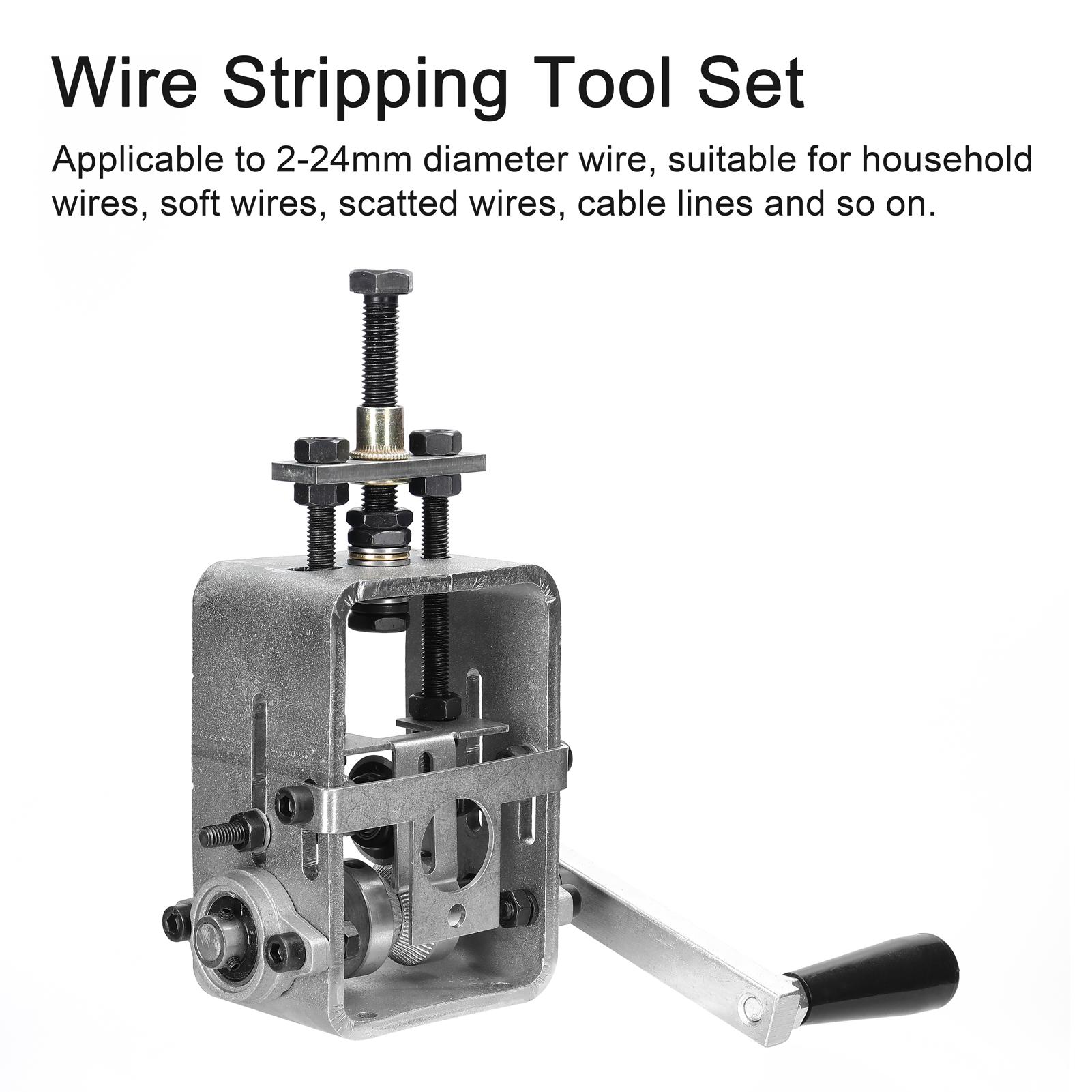 Small Manual Electric Household Wire Stripper Manual Wire Stripping Tool Copper Cable Peeling Machine with Hand Crank use with Hand Electric Drill for 2-24mm Wire