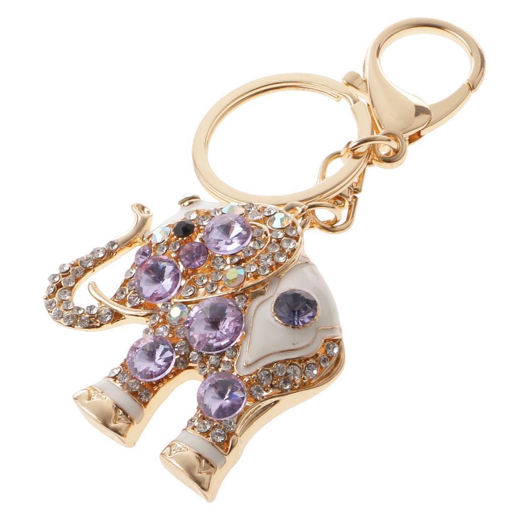 Elephant Keychain Crystal Keyring Key Ring Chain Purse Bag Charm Pendant Keyfob
