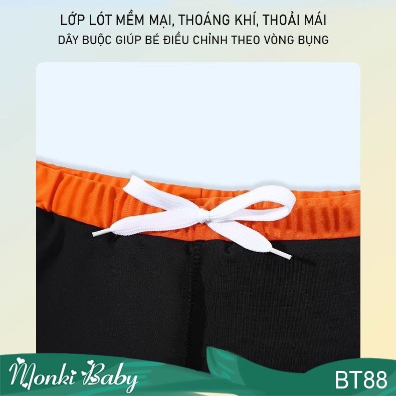 Bộ bơi bé trai 2 mảnh, áo thun bơi cộc tay &amp; quần bơi 2 lớp thời trang, vải bơi lạnh mịn mát, co giãn cao, có size lớn đến 50kg | BT88