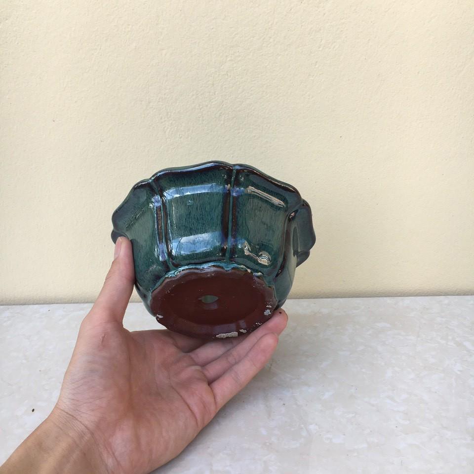 Chậu bonsai áng mây mini men hỏa biến gốm Bát tràng 1 size BM-20