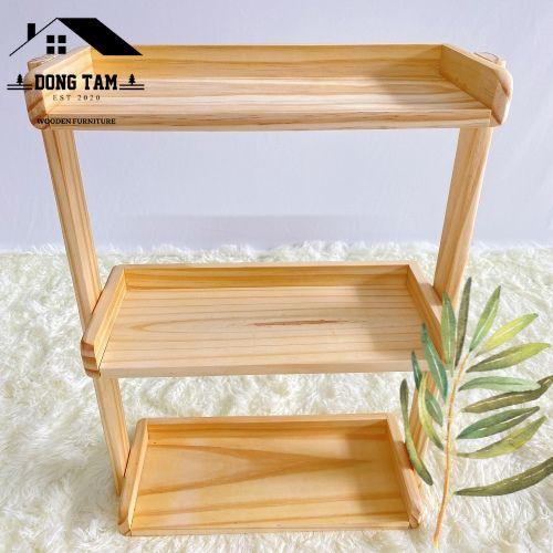 Kệ gỗ 3 tầng - Kệ để gia vị - Kệ sát tường - Chất liệu gỗ thông