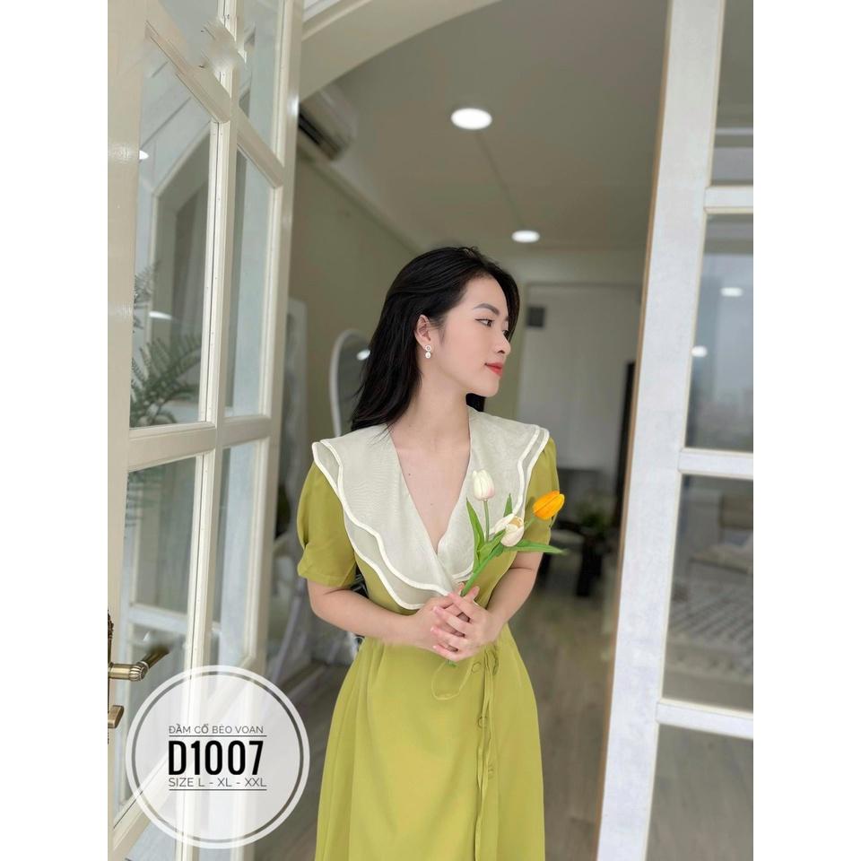 Bigsize Đầm cổ bèo voan D1007