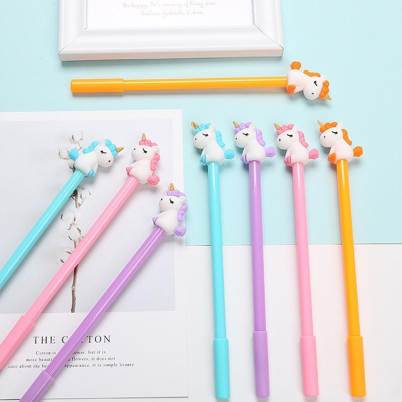 Bút bi nước kiểu dáng hoạt hình Unicorn ngòi 0.5mm mực đen