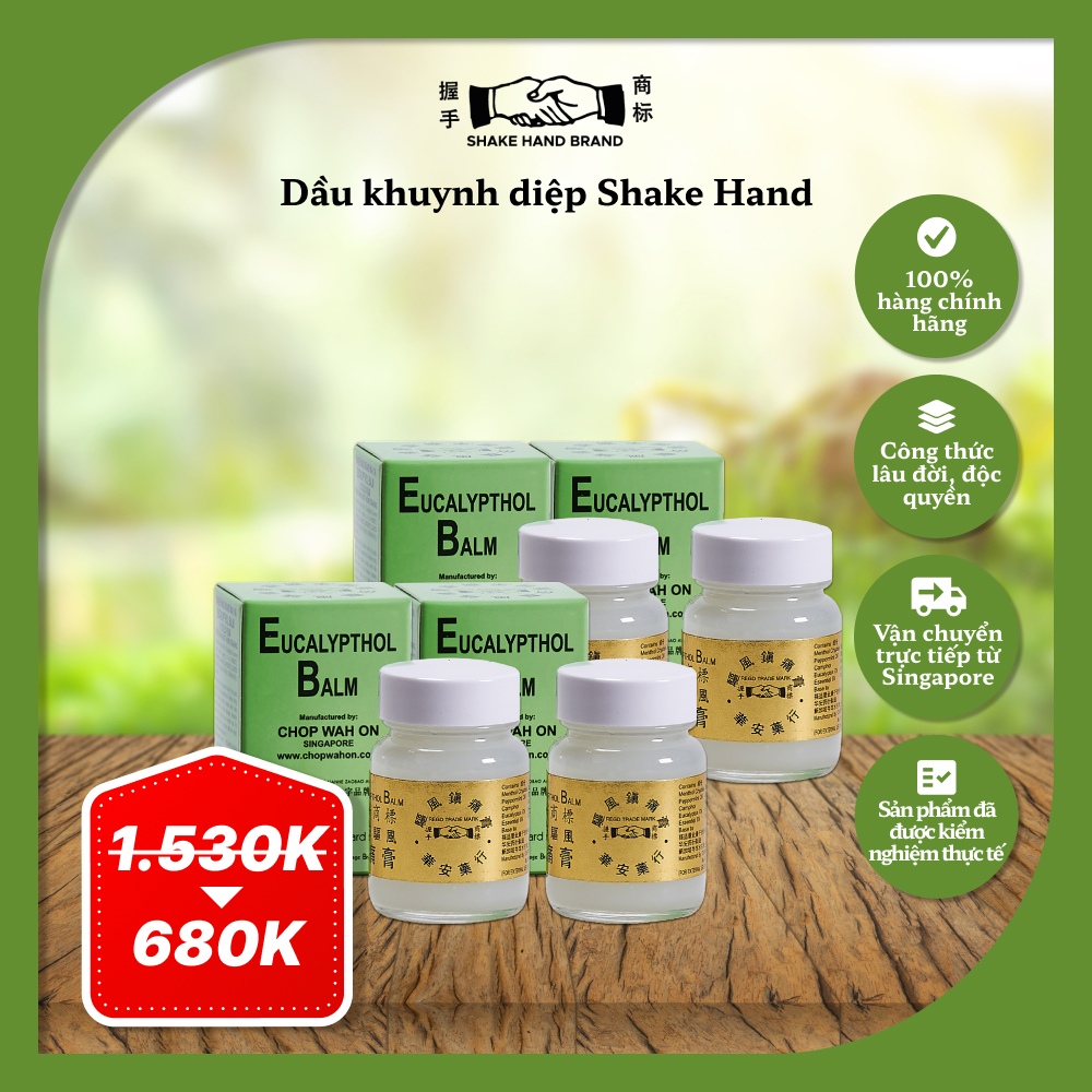 Dầu khuynh diệp Singapore Shake Hand Wah ON hỗ trợ cấp tốc tình trạng đau nhức vai gáy & vết ngứa do côn trùng cắn