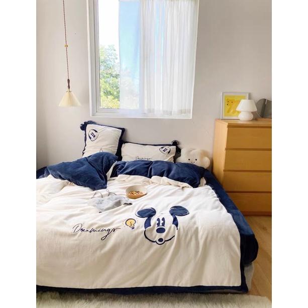 Bộ Chăn Ga Gối Cotton Linen Disney Hàng Nhập Khẩu Cao Cấp 5 Món Cho Bé Trai và Gái