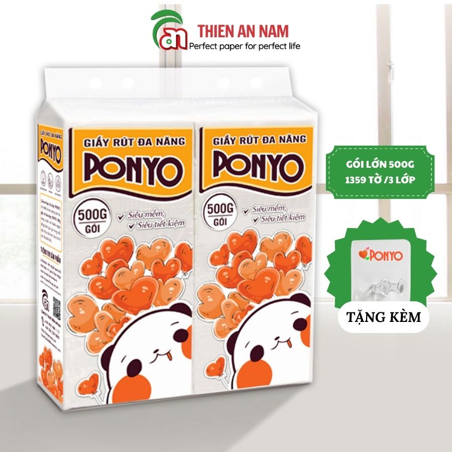 Khăn Giấy Rút Đa Năng Treo Tường Ponyo 500g