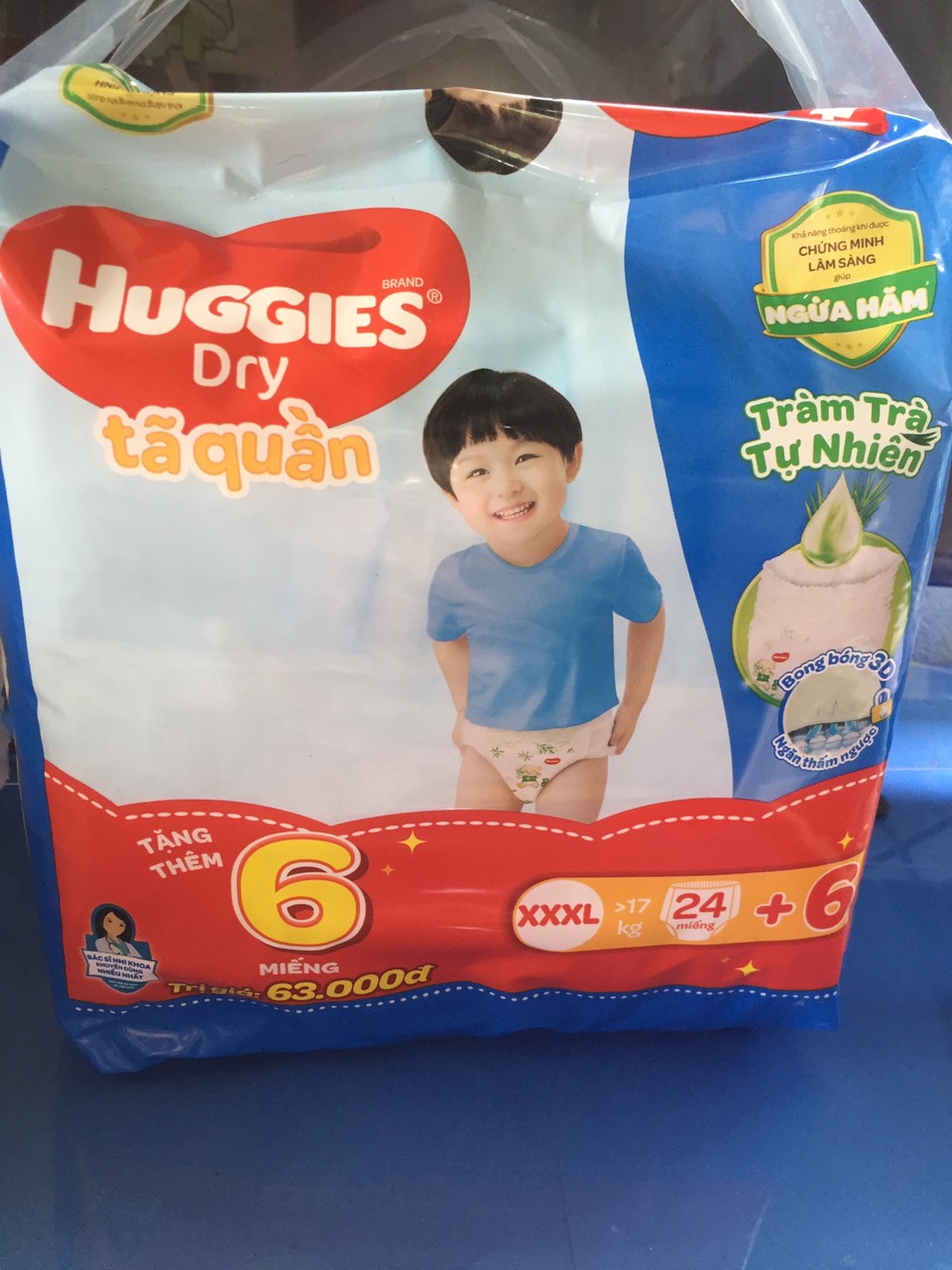 Tã quần Huggies XXXL22 Tràm trà tự nhiên, ngừa hăm - Tã bỉm quần Huggies trẻ em