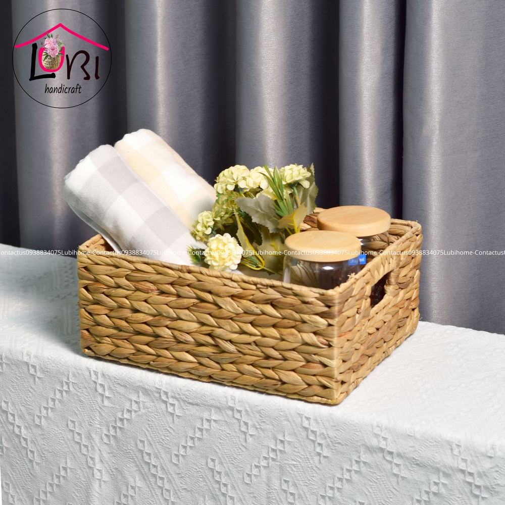 Lubihandicraft - Sọt đựng đồ lục bình hình chữ nhật bộ 3 - đơn giản, mộc mạc
