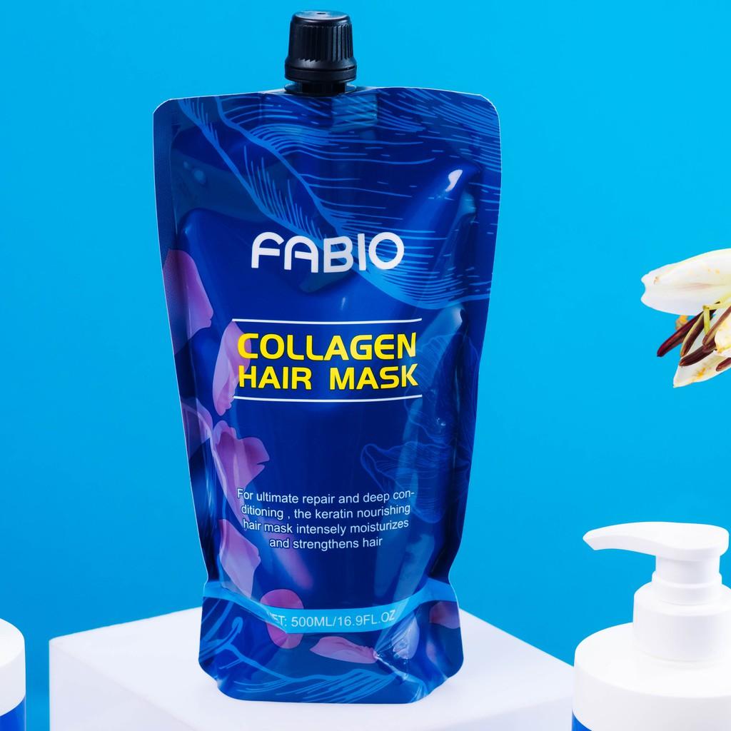 Dầu hấp ủ tóc Collagen FABIO 500ml bổ sung dưỡng chất cho tóc sau khi nhuộm, uốn, ép