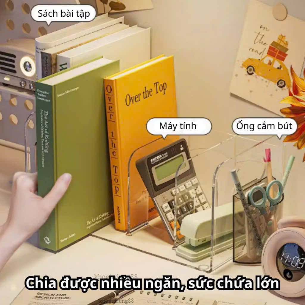 Kệ Đựng Sách Để Bàn 4 Ngăn Trong Suốt Chất Liệu Acrylic Dày Dặn Cao Cấp - HÀNG CHÍNH HÃNG MINIIN