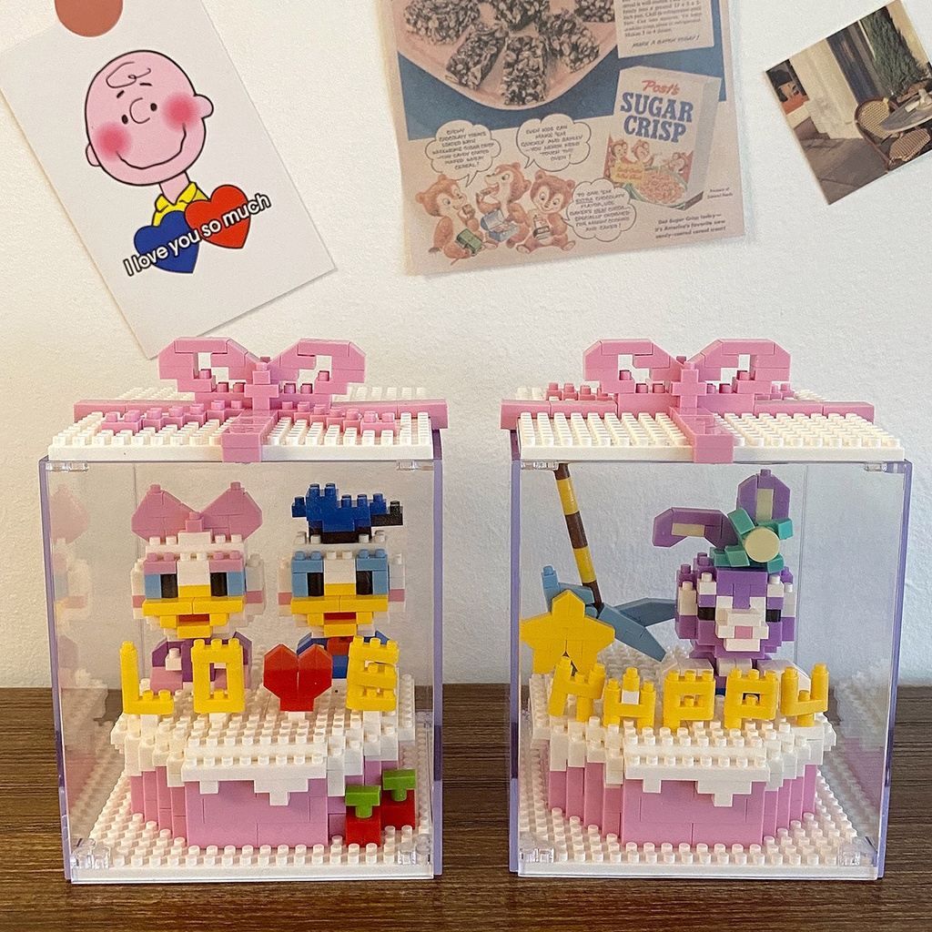 Đồ Chơi Lắp Ráp bánh kem sinh nhật Thỏ Stella ,Gấu, Vịt Donald Có Đèn, nanoblocks cho bé trai bé gái