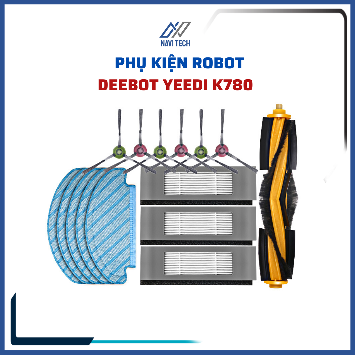 Phụ kiện khăn, chổi cạnh, lọc hepa, chổi chính Robot hút bụi Yeedi K780