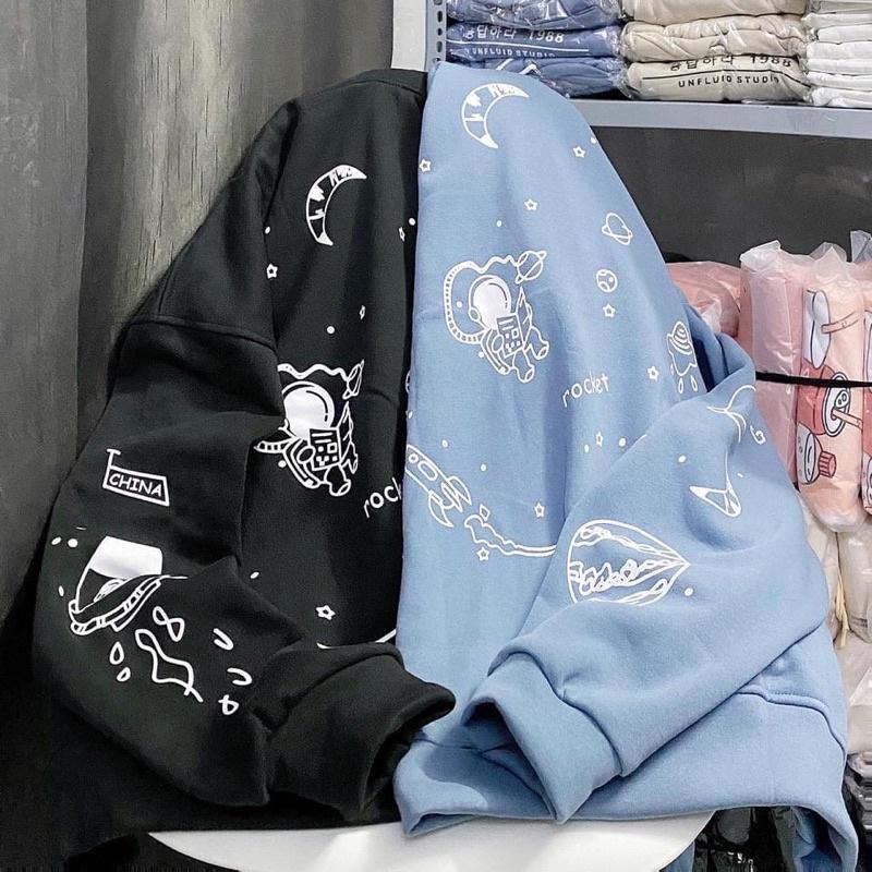 Áo hoodie nỉ lót bông Roc ket unisex
