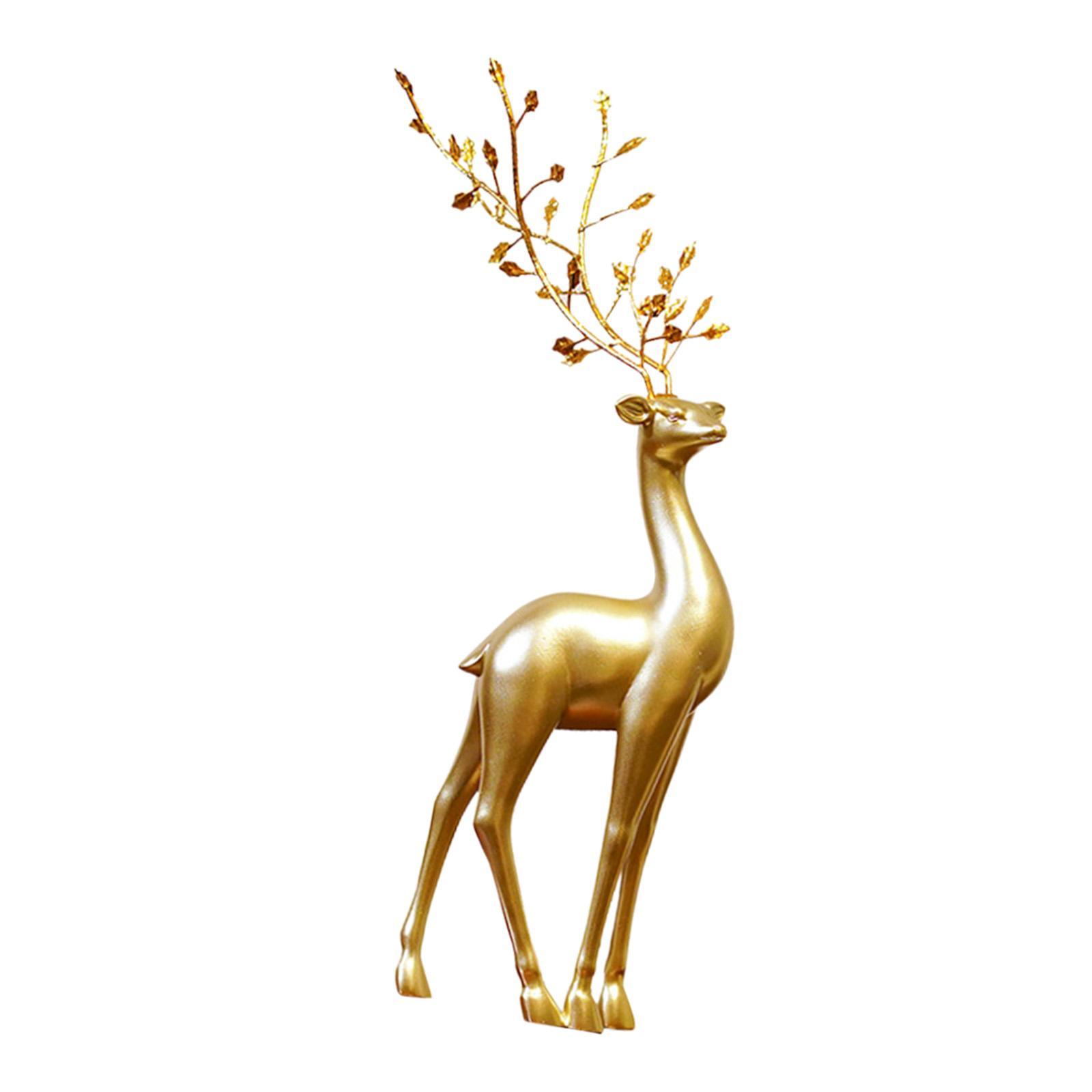 Resin Reindeer Figurine Display Cabinet Ornaments Animal Toys Tabletop Decoration Animal Statue Deer Reindeer Figures for Desktop Home Gifts