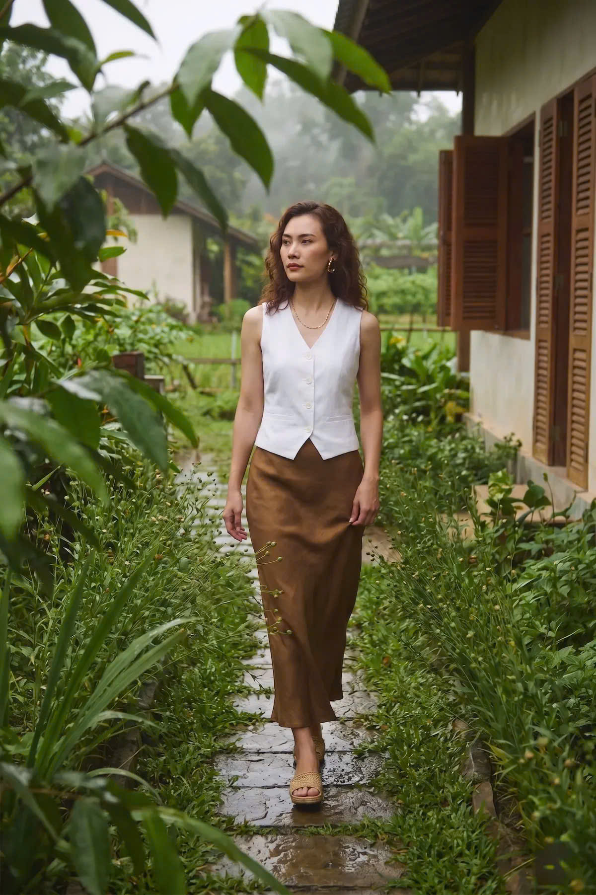 Áo Vest Gilet Linen Trắng An Nam TOP203 thời trang Hity
