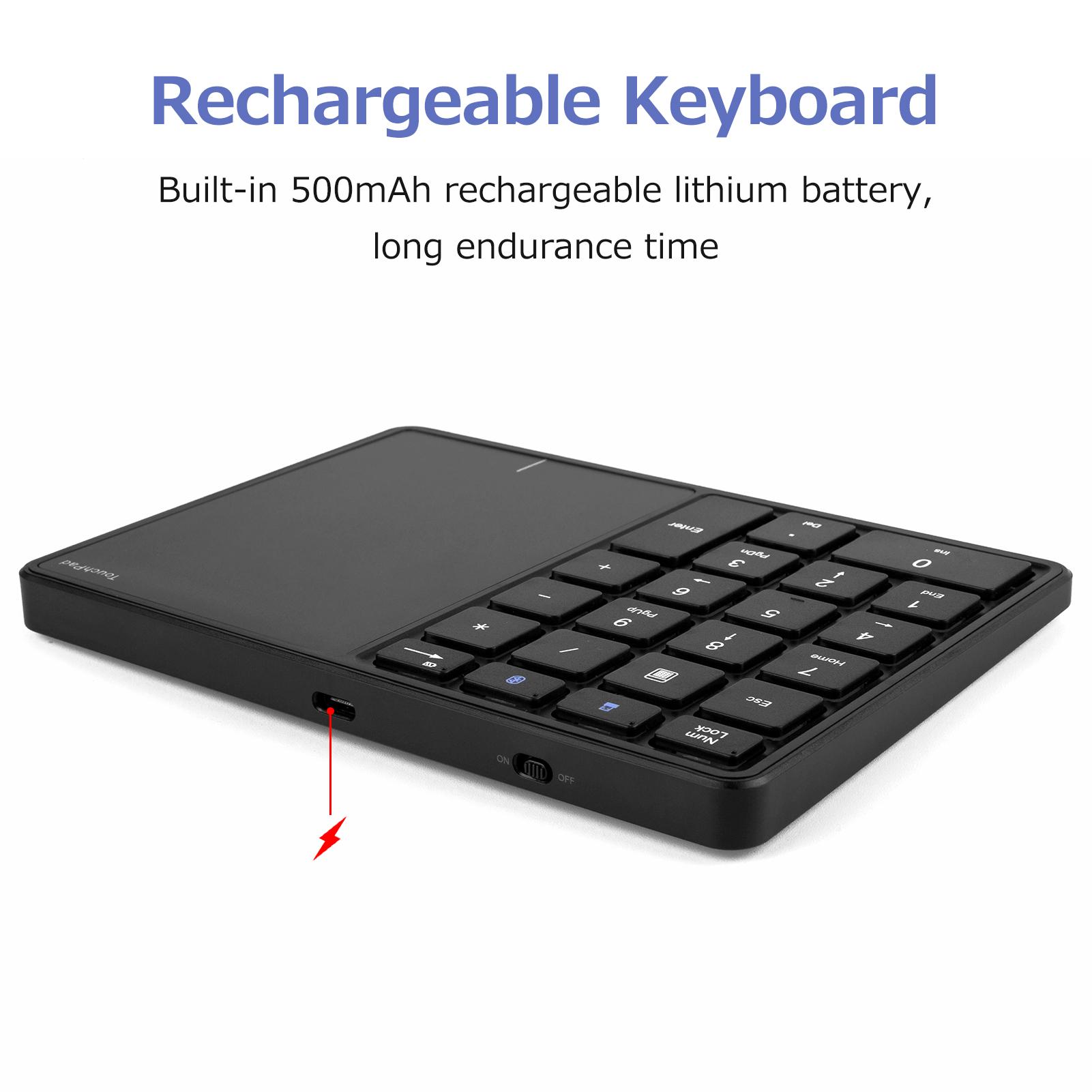 FZ-BT14 2.4G+BT4.2 Wireless Dual-mode Numeric Keyboard 22 Keys Financial Accounting Office Keyboard with Touchpad