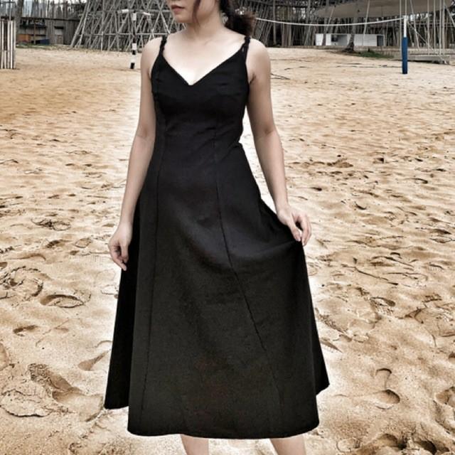 Váy 2s đen form dài bảy mảnh LYLY DRESS - V023