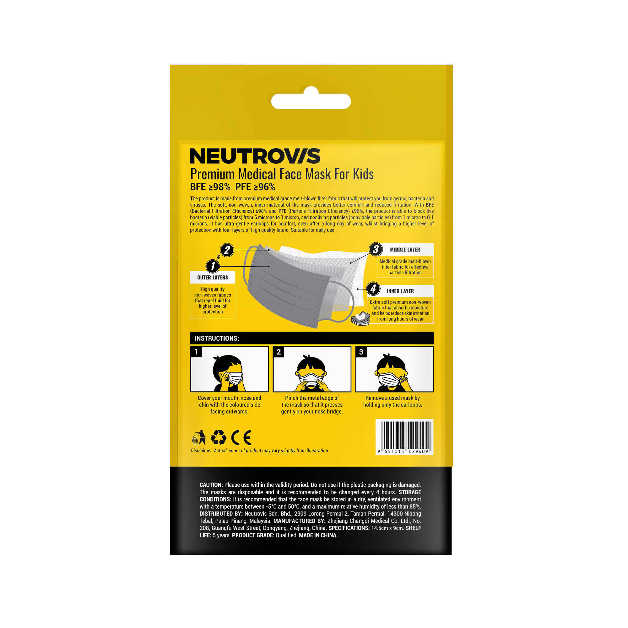 Khẩu Trang Trẻ Em Cao Cấp Kháng Khuẩn 4 Lớp Neutrovis - Donuts (7 Cái/Túi)