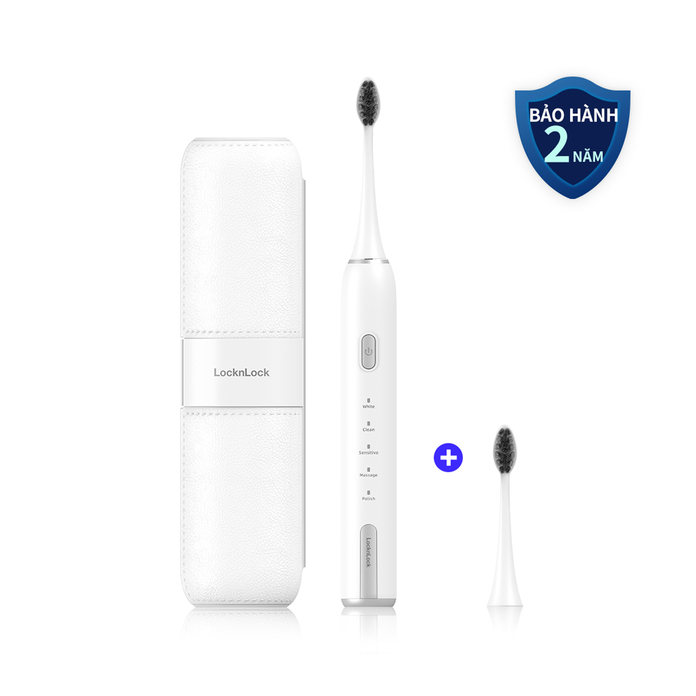 Bàn chải đánh răng điện LocknLock Electric toothbrush ENR386WHT/ENR386BLK 5 chế độ linh hoạt kèm hộp đựng bàn chải - 2 Màu