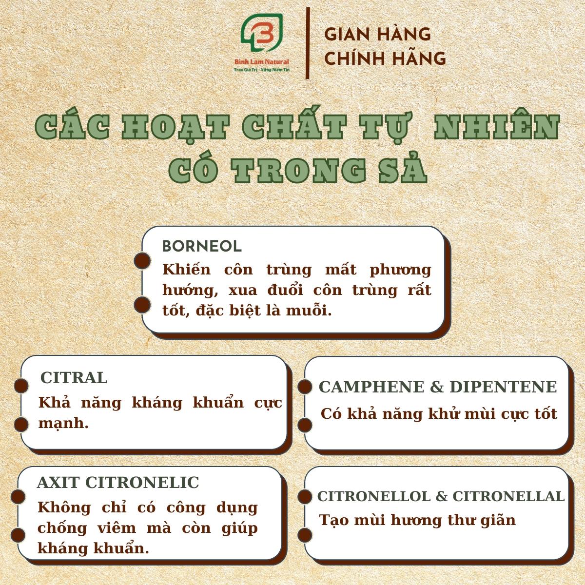 Combo 05 Nước lau sàn nhà tinh dầu sả hữu cơ đuổi muỗi, khử mùi, diệt khuẩn, an toàn cho trẻ nhỏ Bình Lam Natural 1000ml